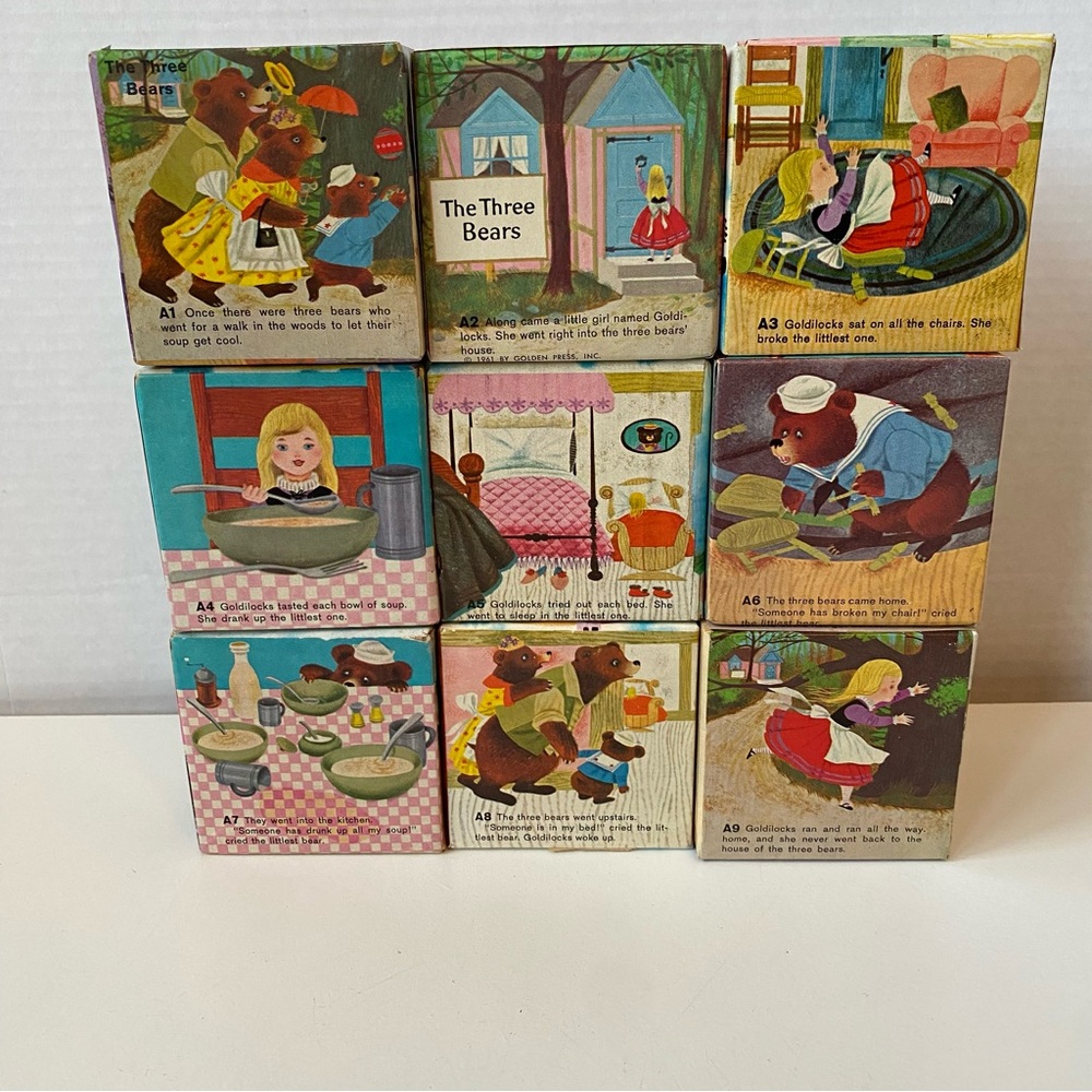 Vintage 1961 Playskool Golden Book Fairy Tale Story Picture Puzzle Blocks - Picture 11 of 14
